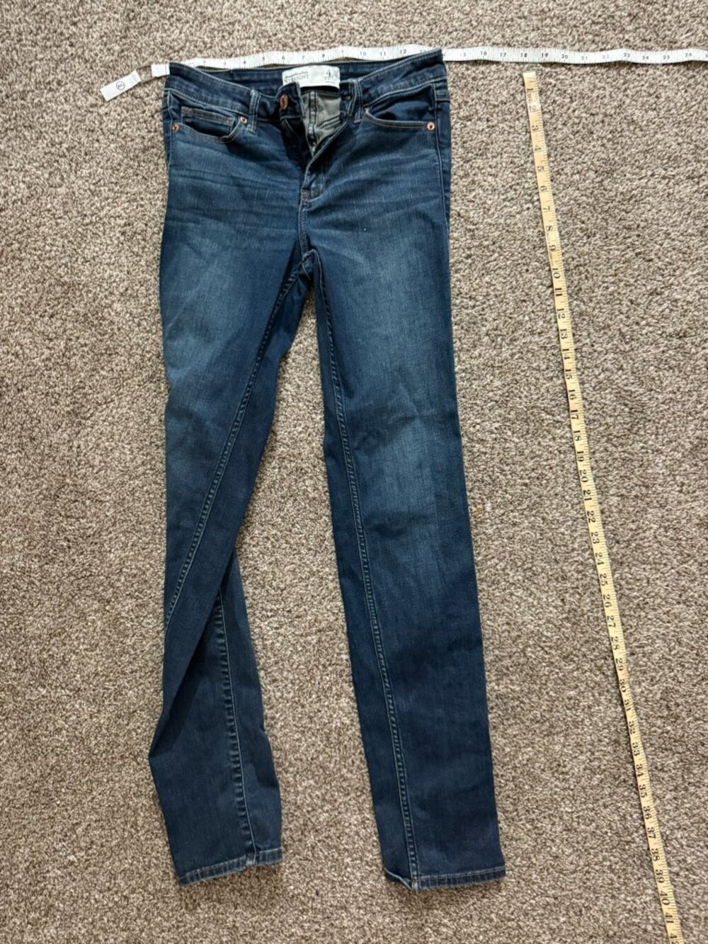 Abercrombie & Fitch Womens Straight Leg Denim Jeans Dark Blue 4R